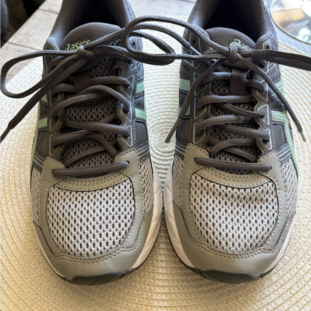 ASICS Women’s Contend 4 Gray and Green Athletic Shoes